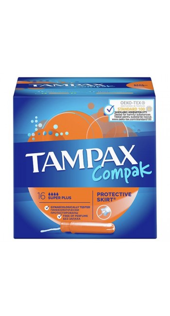 Tampax Compak Super Plus με Απλικατέρ για Προστασία & Διακριτικότητα, 16τμχ