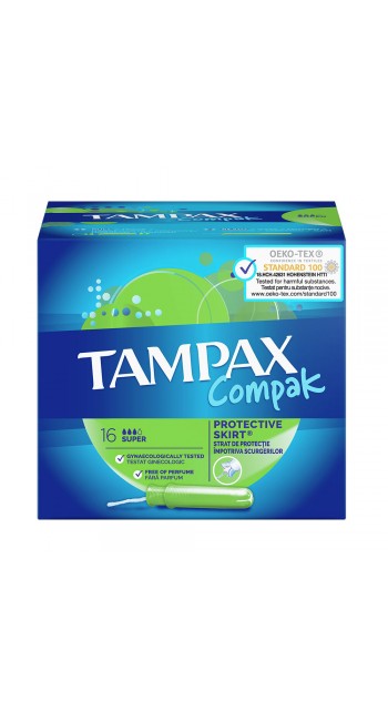 Tampax Compak Super με Απλικατέρ για Προστασία & Διακριτικότητα, 16τμχ