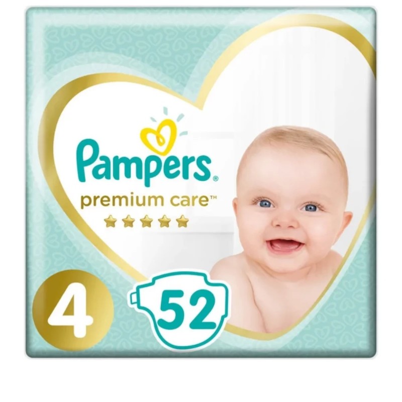 Pampers Premium Care Jumbo Pack No.4 (Maxi) 8-14 kg Βρεφικές Πάνες, 52 τεμάχια