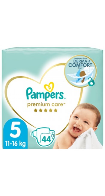 Pampers Premium Care Jumbo Pack No.5 (Junior) 11-16kg Βρεφικές Πάνες, 44 τεμάχια