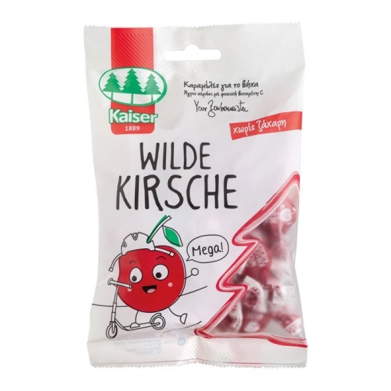 Kaiser 1889 Wild Cherry Pouch Παιδική καραμέλα με γεύση άγριου κερασιού, 60gr