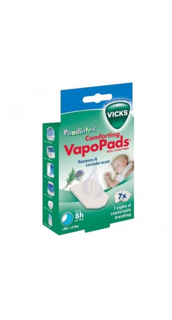 Vicks Pediatric Comforting Vapo Pads Rosemary & Lavender Scent Ταμπλέτες για βρέφη 3m+ & παιδιά, 7 ταμπλέτες