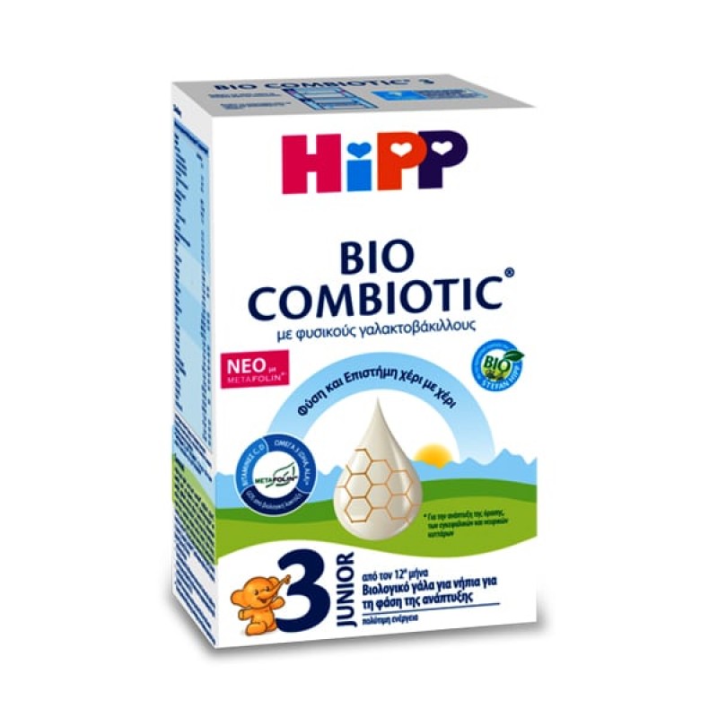 Hipp 3 Bio Combiotic Βρεφικό Γάλα με Φυσικούς Γαλακτοβάκιλλους & Metafolin®, 600 gr