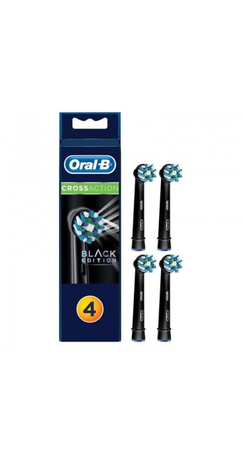 Oral-B CrossAction Black Ανταλλακτικές Κεφαλές Ηλεκτρικής Οδοντόβουρτσας, 4τμχ