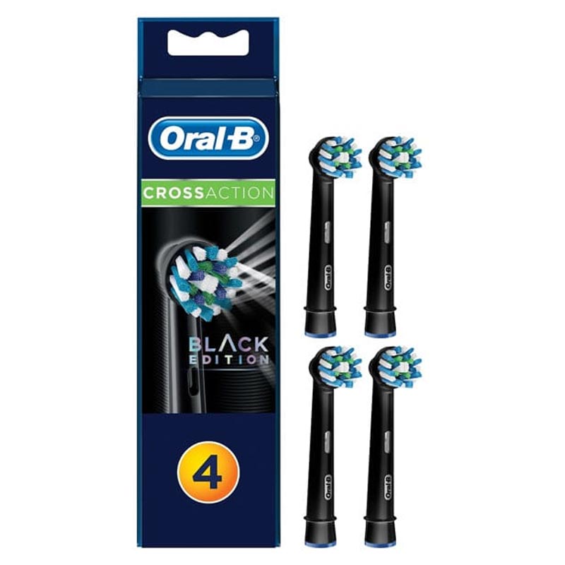 Oral-B CrossAction Black Ανταλλακτικές Κεφαλές Ηλεκτρικής Οδοντόβουρτσας, 4τμχ