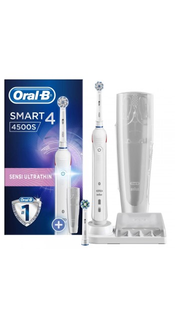 Oral-B Smart 4 4500S Ηλεκτρική Οδοντόβουρτσα με Χρονομετρητή & Αισθητήρα Πίεσης, 1τμχ