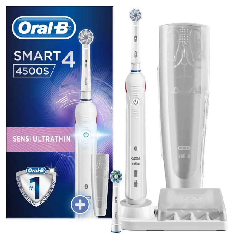 Oral-B Smart 4 4500S Ηλεκτρική Οδοντόβουρτσα με Χρονομετρητή & Αισθητήρα Πίεσης, 1τμχ