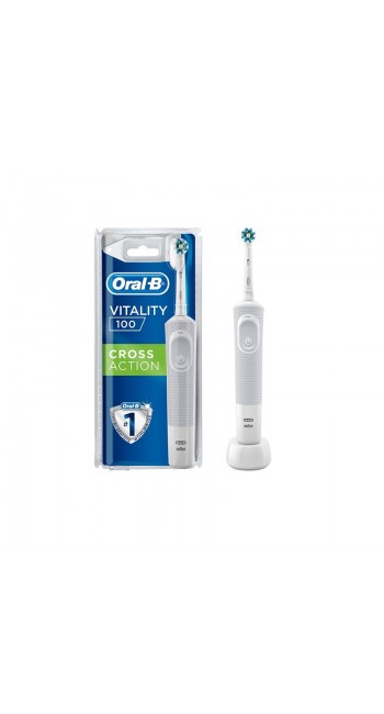 Oral-B Vitality 100 CrossAction Επαναφορτιζόμενη Ηλεκτρική Οδοντόβουρτσα Λευκή, 1τμχ