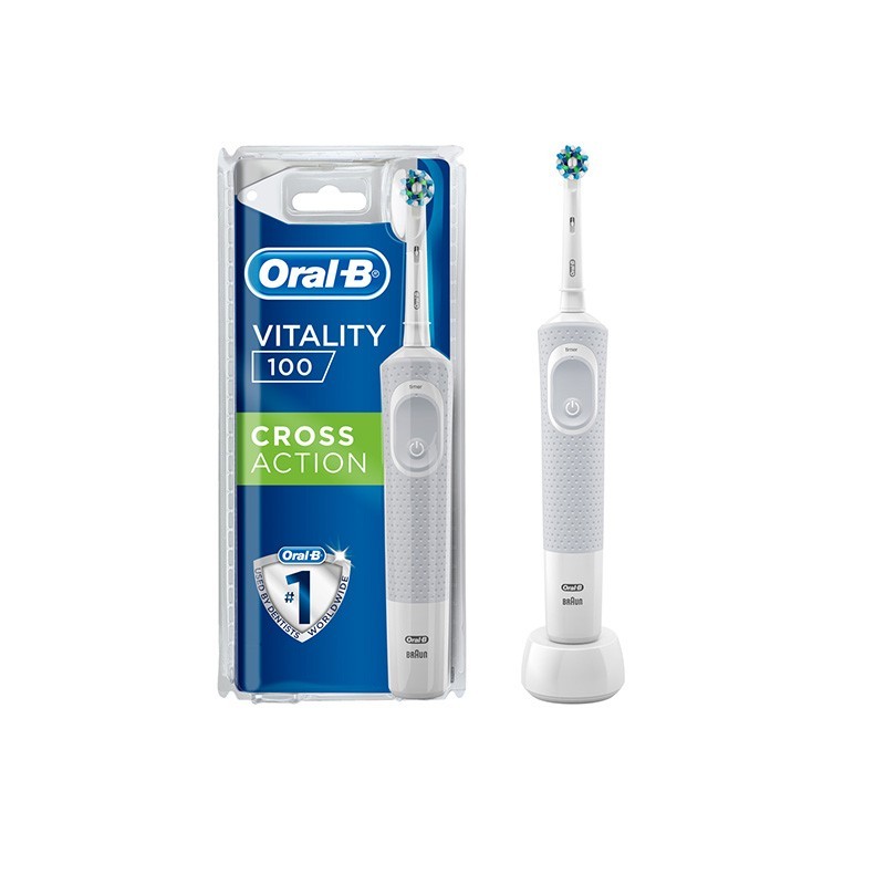 Oral-B Vitality 100 CrossAction Επαναφορτιζόμενη Ηλεκτρική Οδοντόβουρτσα Λευκή, 1τμχ