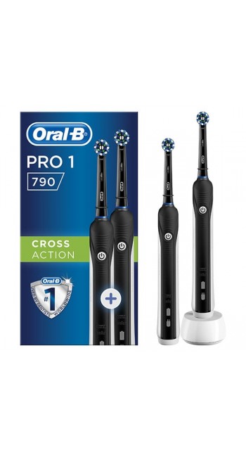 Oral-B Pro1 790 Black Edition Cross Action Ηλεκτρική Οδοντόβουρτσα, 2τεμ