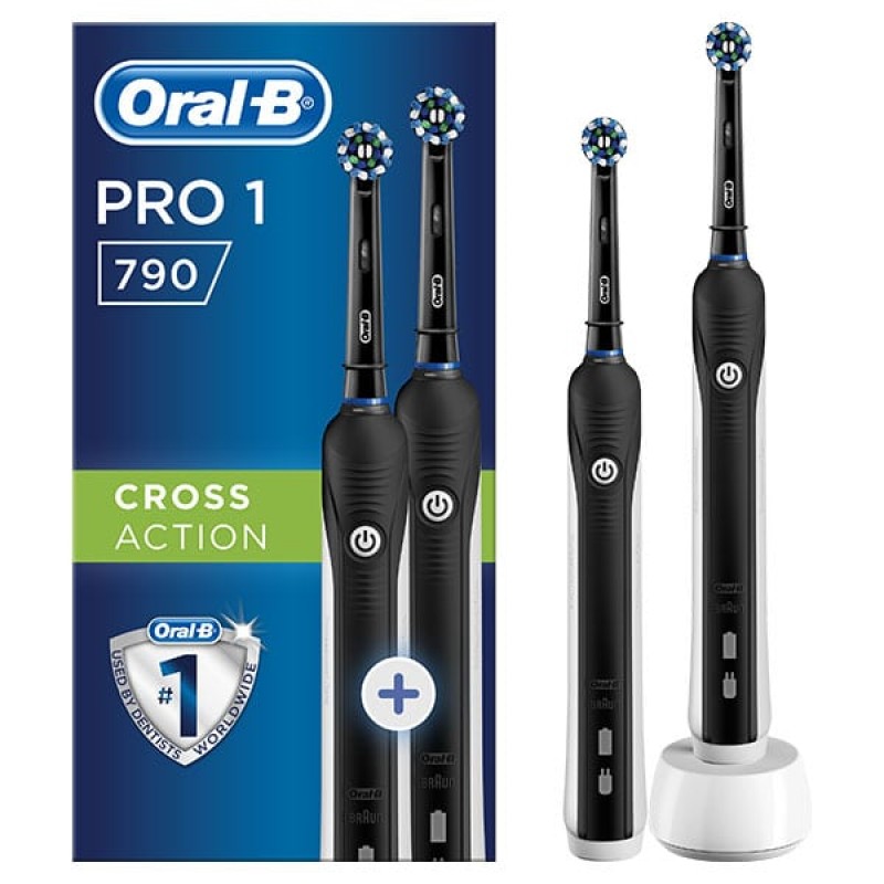 Oral-B Pro1 790 Black Edition Cross Action Ηλεκτρική Οδοντόβουρτσα, 2τεμ