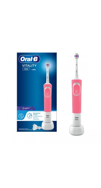 Oral-B Vitality 100 3D White Ηλεκτρική Οδοντόβουρτσα Σε Ροζ Χρώμα, 1τεμ