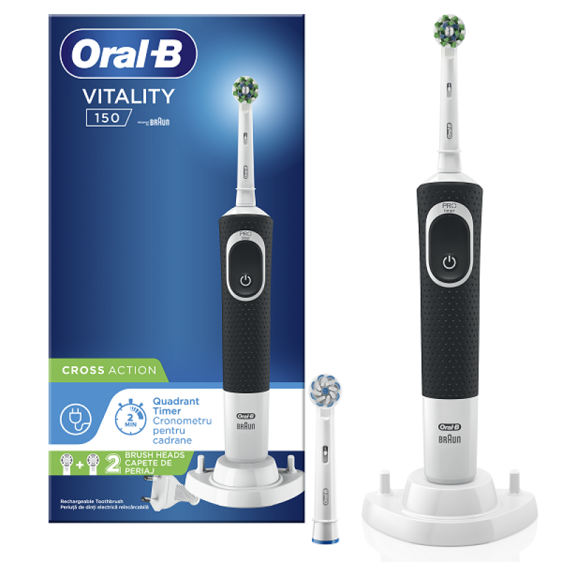 Oral-B Vitality 150 Cross Action Black Ηλεκτρική Οδοντόβουρτσα 