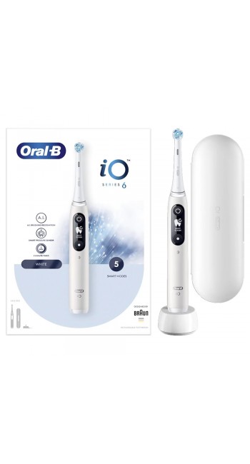 Oral-B iO Series 6 Ηλεκτρική Οδοντόβουρτσα με Αισθητήρα Πίεσης White, 1τμχ