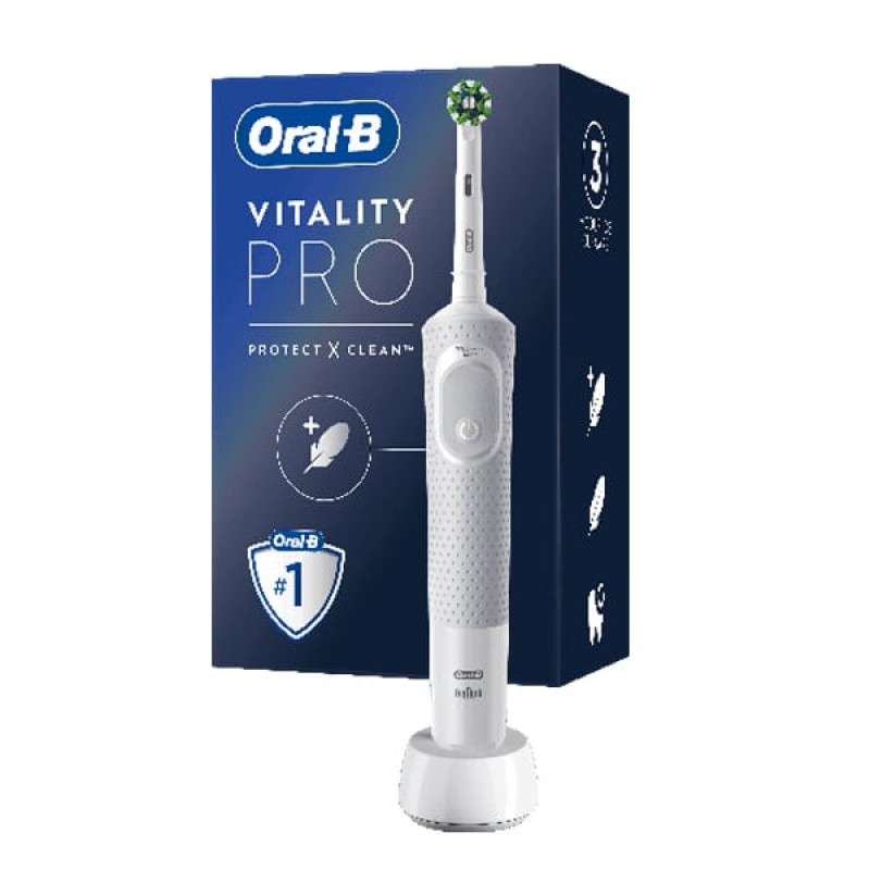 Oral-B Vitality Pro White Ηλεκτρική Οδοντόβουρτσα Λευκό Χρώμα, 1τεμ