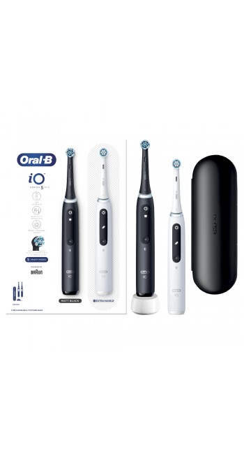 Oral-B iO Series 5 Duo Black & White Ηλεκτρικές Οδοντόβουρτσες Μαύρο & Λευκό, 2τμχ 