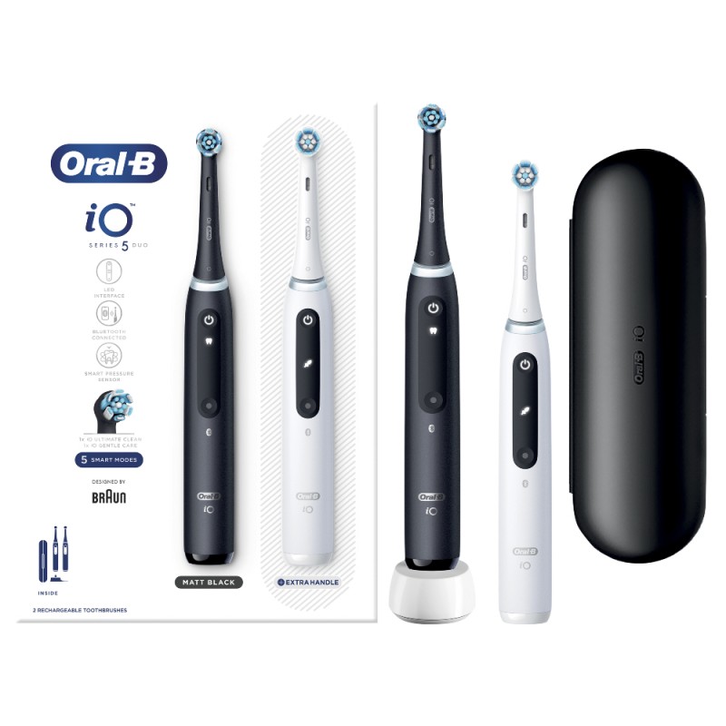 Oral-B iO Series 5 Duo Black & White Ηλεκτρικές Οδοντόβουρτσες Μαύρο & Λευκό, 2τμχ 