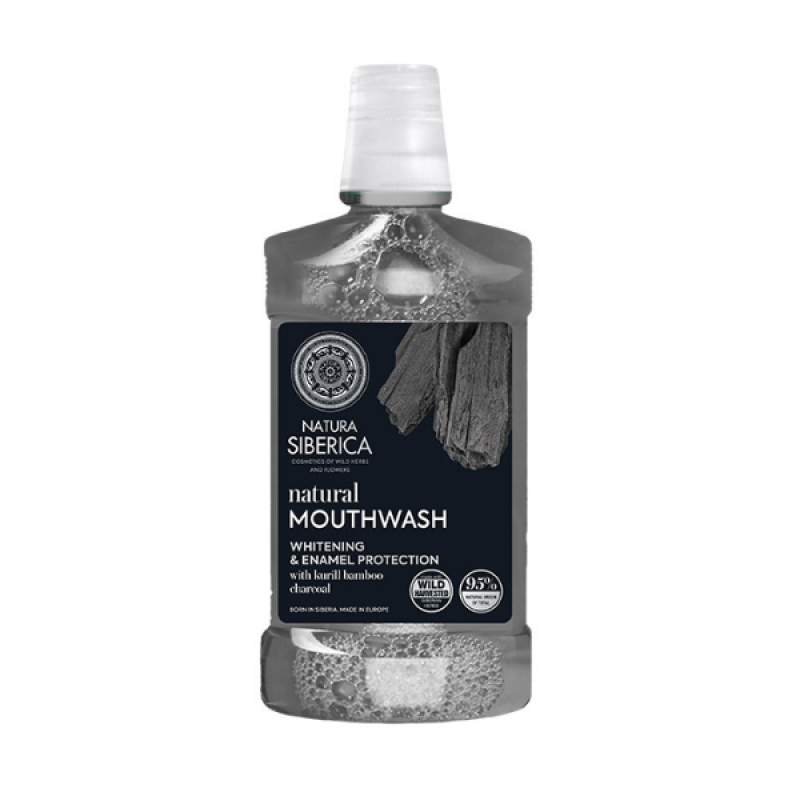 Natura Siberica Natural Mouthwash Bamboo Charcoal Whitening & Enamel Protection Στοματικό Διάλυμα για Λεύκανση, 520ml