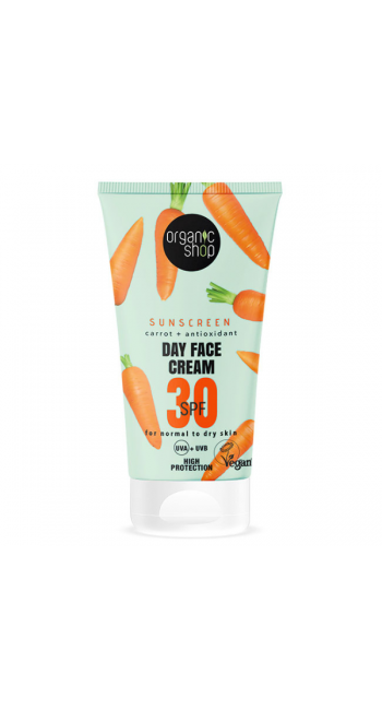 Organic Shop by Natura Siberica Sunscreen Αντηλιακή Κρέμα Προσώπου με Καρότο SPF30, 50ml