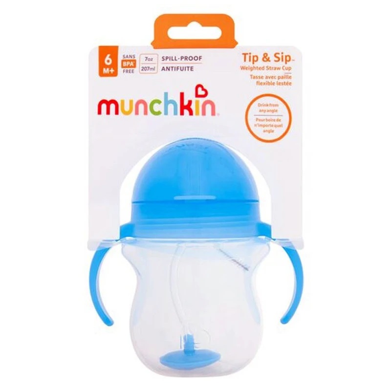 Munchkin Κύπελλο με Καλαμάκι Click Lock Μπλε 6m+ 207ml, 1τμχ