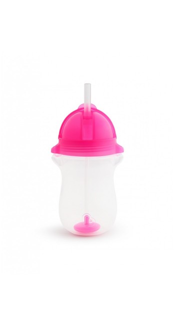 Munchkin Tip & Sip Straw Cup Κύπελλο με Καλαμάκι Click Lock Ροζ από 12m+, 296ml