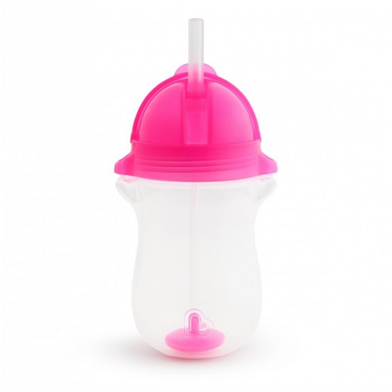 Munchkin Tip & Sip Straw Cup Κύπελλο με Καλαμάκι Click Lock Ροζ από 12m+, 296ml