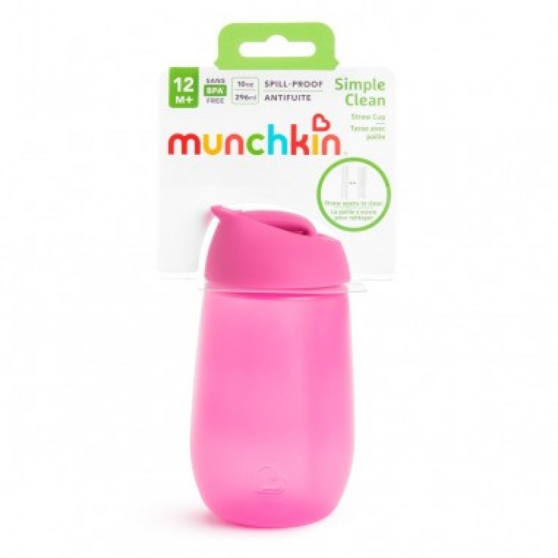 Munchkin Simple Clean Straw Cup Παιδικό Κύπελλο με Καλαμάκι Ροζ 12m+, 296ml