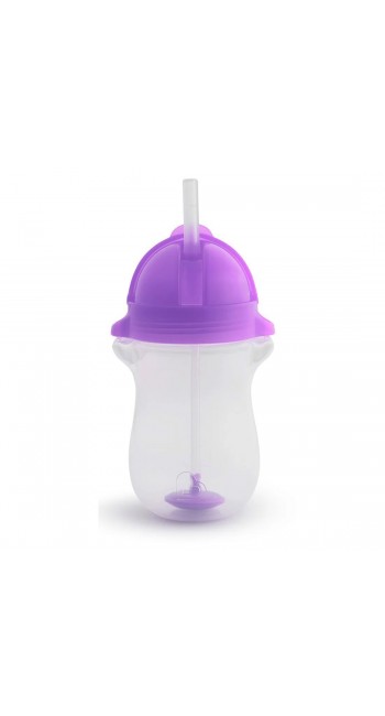 Munchkin Tip & Sip Straw Cup Κύπελλο με Καλαμάκι Click Lock Μωβ από 12m+, 296ml