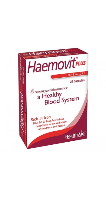 HealthAid Haemovit Plus Συμπλήρωμα Διατροφής με Σίδηρο, Βιταμίνες B6, B12 & Φολικό Οξύ για την Καλή Υγεία του Αιμοποιητικού Συστήματος 30 κάψουλες