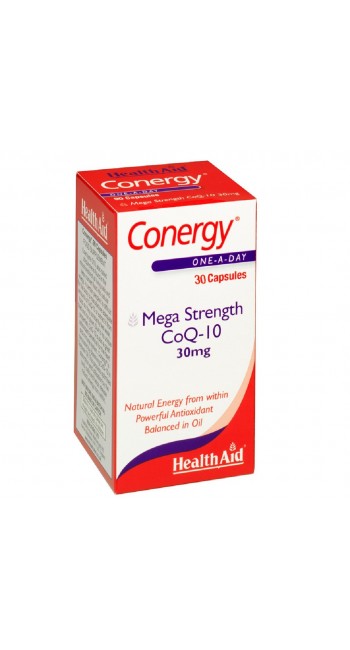 HealthAid Conergy CoQ-10 30mg Συμπλήρωμα Διατροφής με Συνένζυμο Q10, Ενδυναμώνει το Καρδιαγγειακό & Ανοσοποιητικό Σύστημα 30 κάψουλες