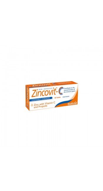 HealthAid Zincovit-C Συμπλήρωμα Διατροφής Με Ψευδάργυρο Βιταμίνη C & Πρόπολη Για Ενίσχυση Ανοσοποιητικού & Αντιμετώπιση Κρυολογημάτων, 60 ταμπλέτες