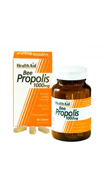 HealthAid Bee Propolis Συμπλήρωμα Διατροφής με Εκχύλισμα Πρόπολης για Ενίσχυση του Ανοσοποιητικού Συστήματος, Τόνωση & Ευεξία του Οργανισμού, 60 ταμπλέτες