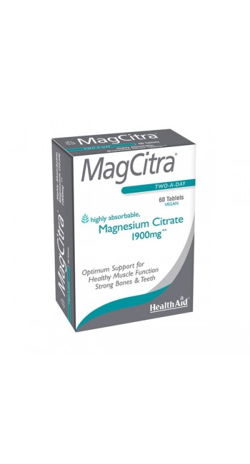 Health Aid MagCitra Magnesium Citrate 1900mg Κιτρικό Μαγνήσιο Υψηλής Ποιότητας, 60tabs