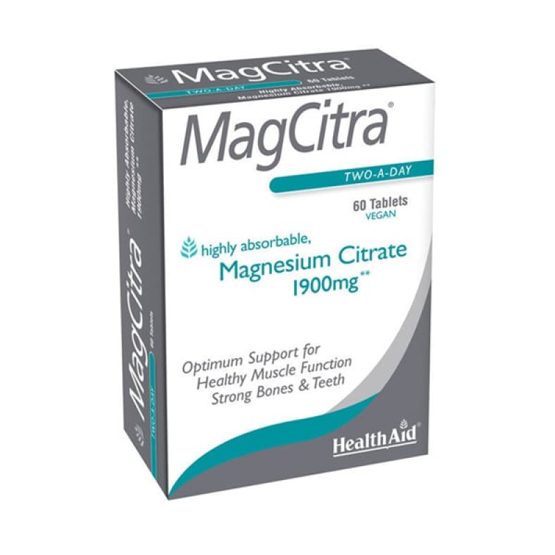 Health Aid MagCitra Magnesium Citrate 1900mg Κιτρικό Μαγνήσιο Υψηλής Ποιότητας, 60tabs