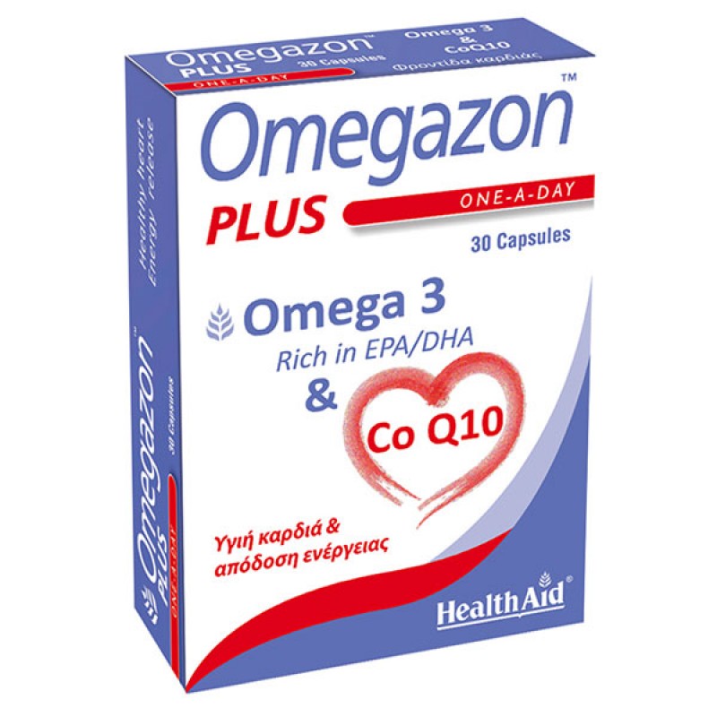 Health Aid Omegazon Plus Ω3 + CoQ10 για την Καλή Λειτουργία του Καρδιαγγειακού Συστήματος, 30caps