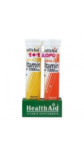 HealthAid Vitamin C 1000mg με Γεύση Λεμόνι 20tabs + Δώρο Vitamin C 1000mg με Γεύση Πορτοκάλι 20tabs 