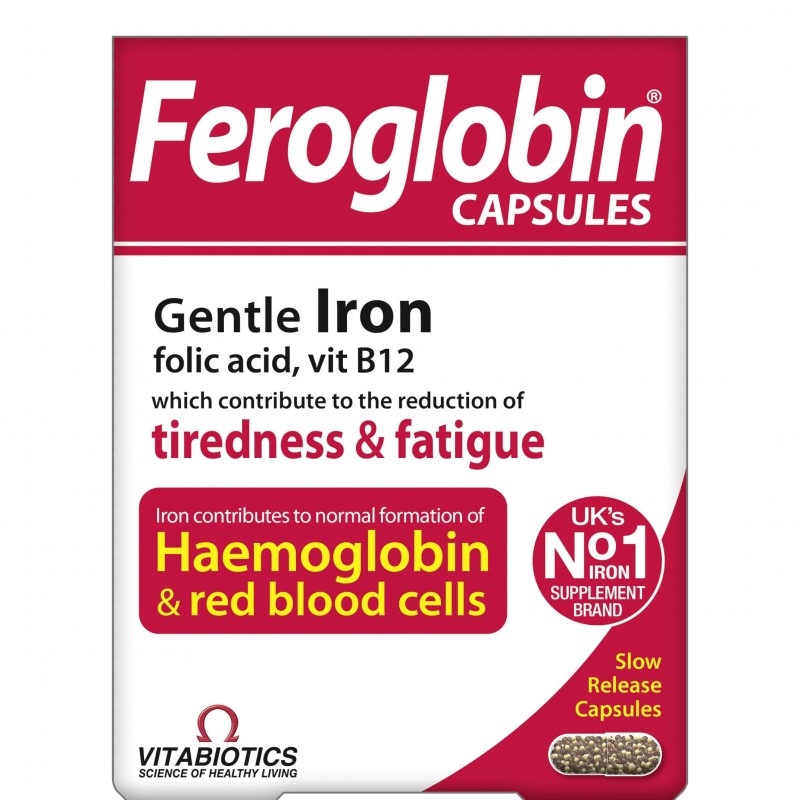 Vitabiotics Feroglobin Slow Release Συμπλήρωμα Σιδήρου Βραδείας Αποδέσμευσης, 30 caps