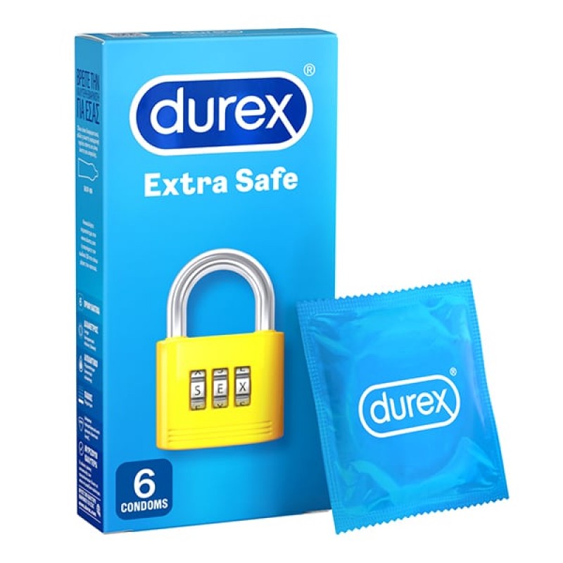 Durex Extra Safe Προφυλακτικά με Ελαφρώς Παχύτερα Τοιχώματα για Απόλυτη Ασφάλεια, 6τμχ