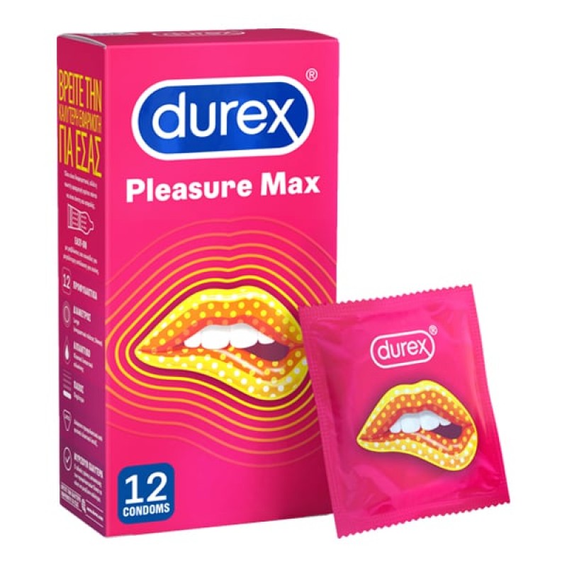 Durex Pleasuremax Προφυλακτικά με Ανάγλυφες Κουκίδες & Ραβδώσεις, 12τμχ