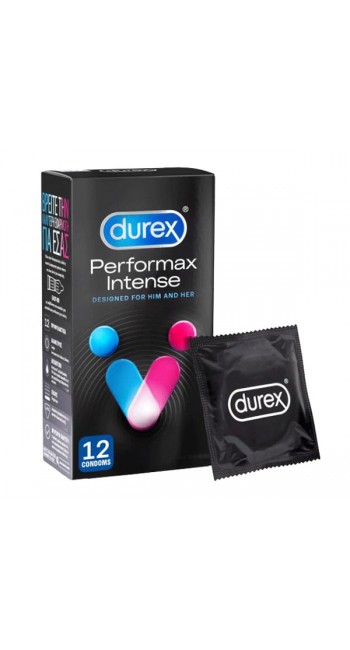 Durex Perfomax Intense Προφυλακτικά Με Κουκκίδες, Ραβδώσεις και Επιβραδυντικό Τζελ, 12τμχ