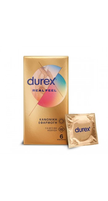 Durex Real Feel Προφυλακτικά από Προηγμένο Υλικό για πιο Φυσική Αίσθηση Κατά την Επαφή, 6τμχ