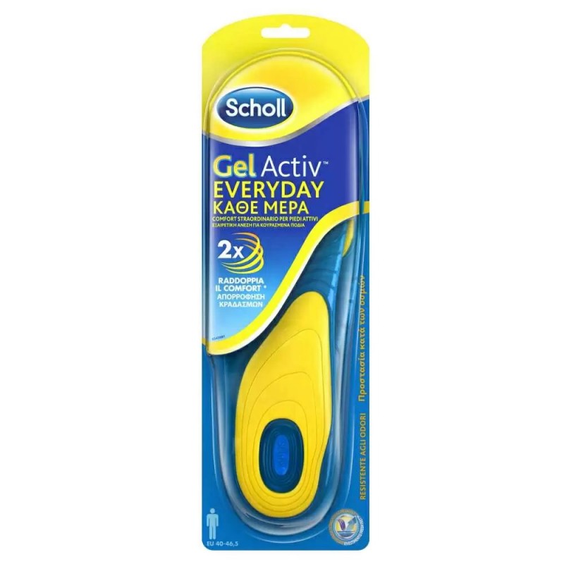 Scholl Gel Activ Everyday Ανδρικοί Ανατομικοί Πάτοι (Νο 40-46.5), 2τμχ