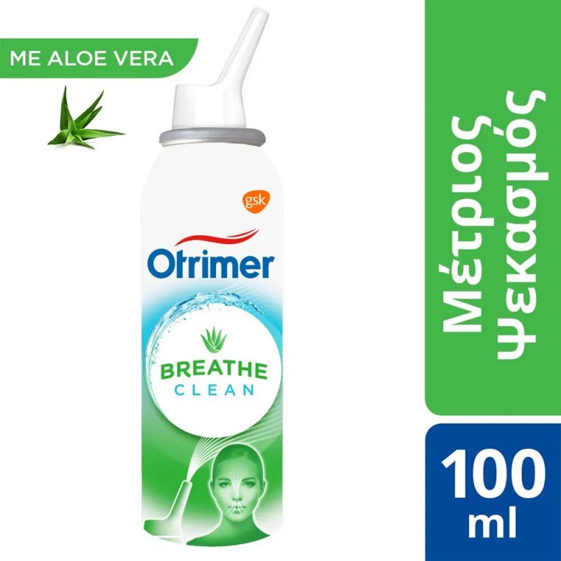 Otrimer Breathe Clean με Aloe Vera Φυσικό Ισότονο Διάλυμα Θαλασσινού Νερού - Μέτριος Ψεκασμός, 100ml