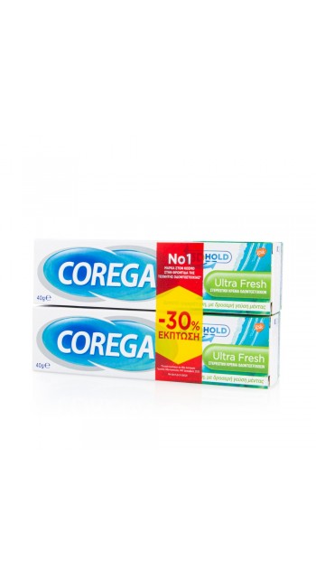 Corega Promo (-30%) Ultra Fresh Στερεωτική Κρέμα για Τεχνητή Οδοντοστοιχία, 2x40gr