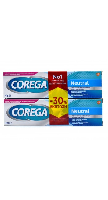 Corega Promo (-30%) Neutral Στερεωτική Κρέμα για Τεχνητή Οδοντοστοιχία, 2x40gr