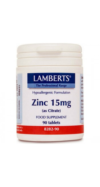 Lamberts Zinc Citrate 15mg Συμπλήρωμα Ψευδάργυρου, 90 tabs 