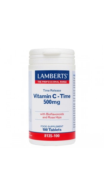 Lamberts Vitamin C Time Release 500mg Συμπλήρωμα Διατροφής Βιταμίνη C για Τόνωση του Οργανισμού & Ενίσχυση του Ανοσοποιητικού Συστήματος, 100tabs