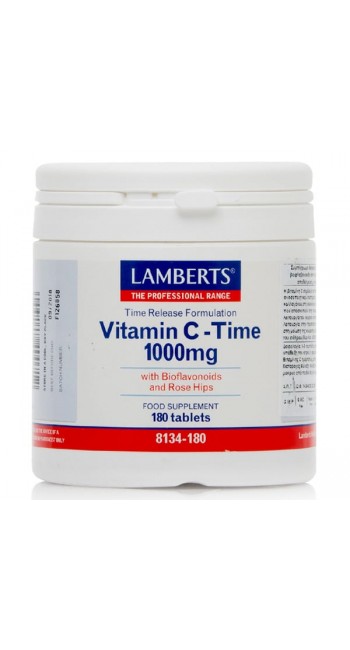 Lamberts Vitamin C Time Release 1000mg Συμπλήρωμα Διατροφής Βιταμίνη C για Τόνωση του Οργανισμού & Ενίσχυση του Ανοσοποιητικού Συστήματος, 180tabs 