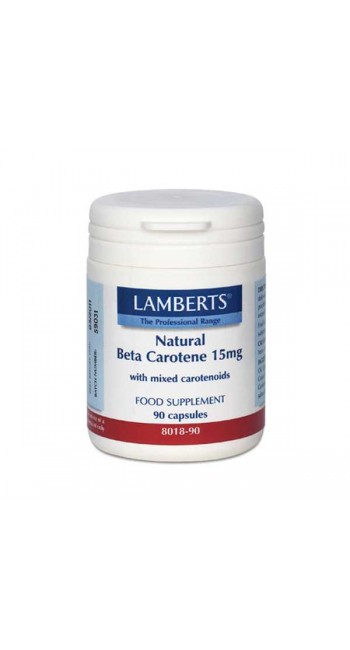 Lamberts Natural Beta Carotene 15MG Βοηθάει το Σώμα μας να Καταστρέψει τις Επιβλαβείς Ελεύθερες Ρίζες, 90caps