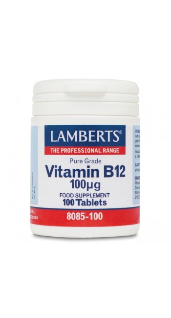 Lamberts Vitamin B12 100μg (Cobalamin) Συμπλήρωμα Διατροφής για τον Κανονικό Μεταβολισμό του Νευρικού Ιστού, 100 tabs